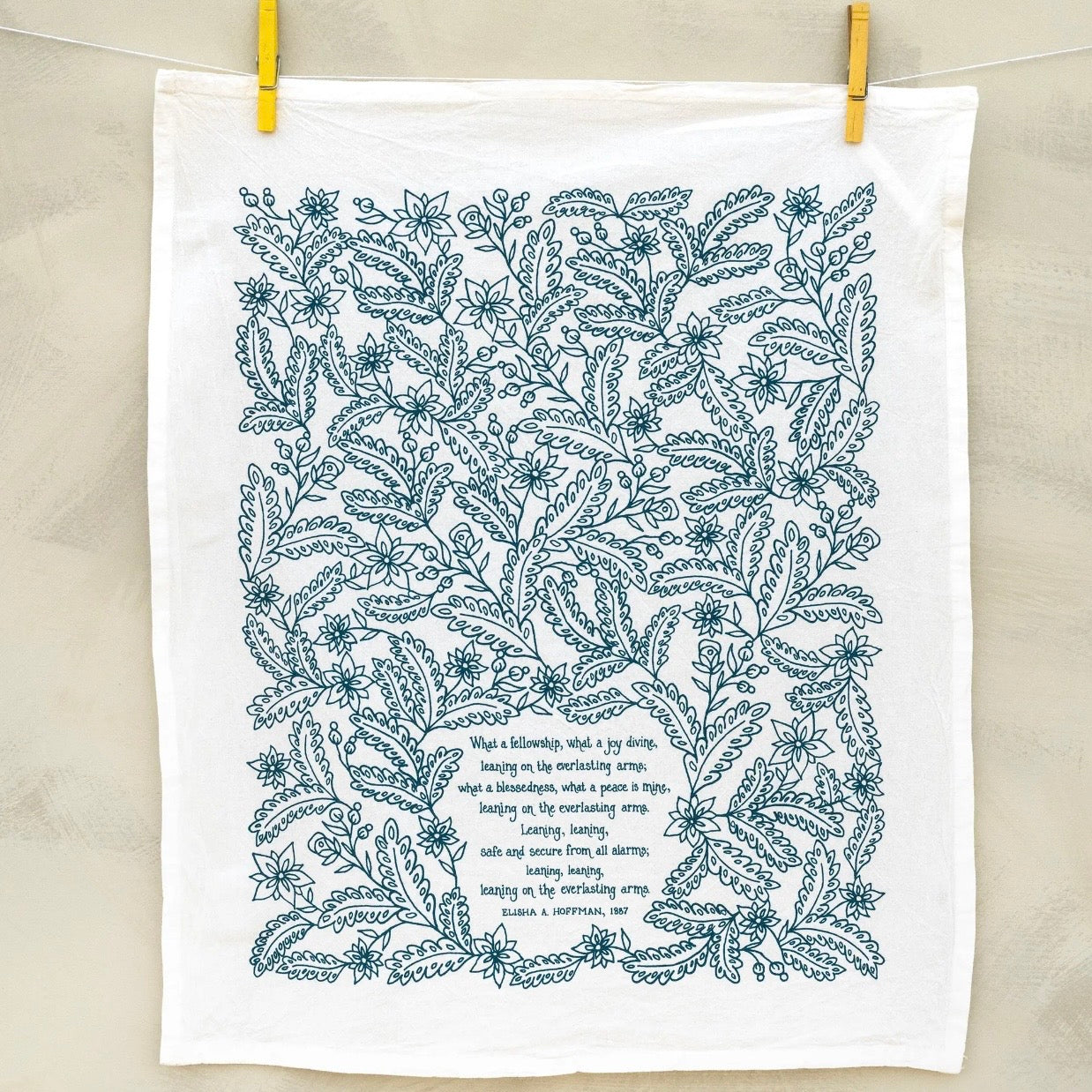 Hymn Tea Towel | Leaning On The Everlasting Arms