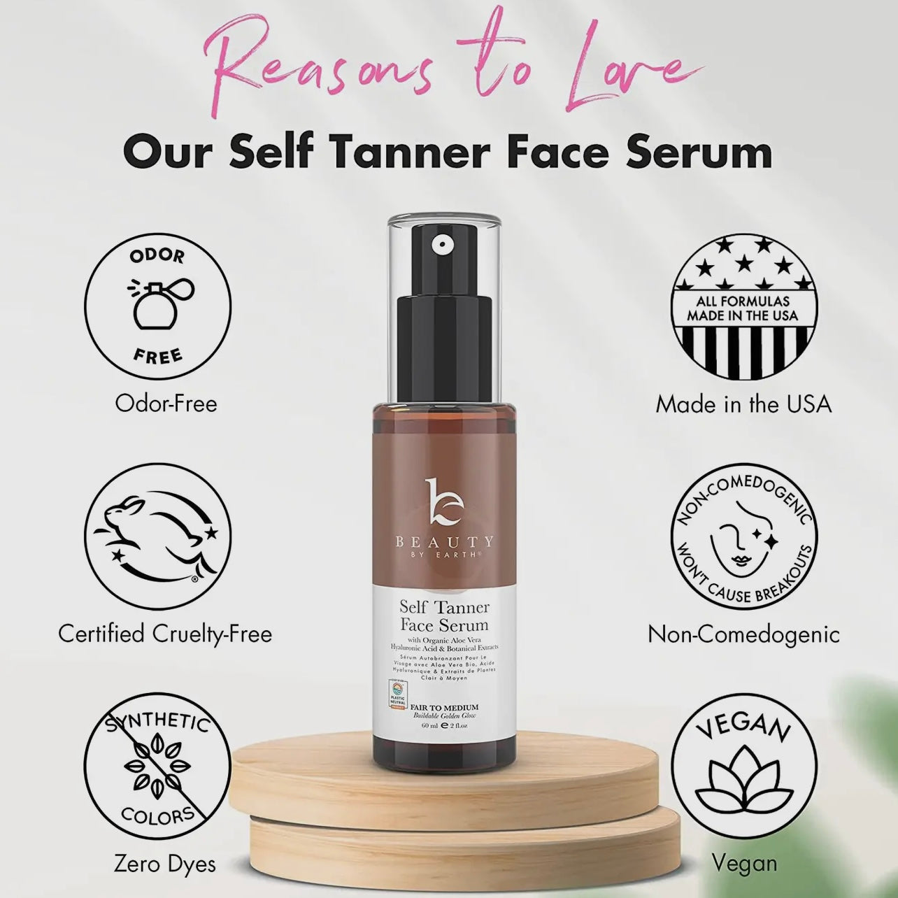 Beauty By Earth Self Tanner Hyaluronic Acid Face Serum | Fair To Medium