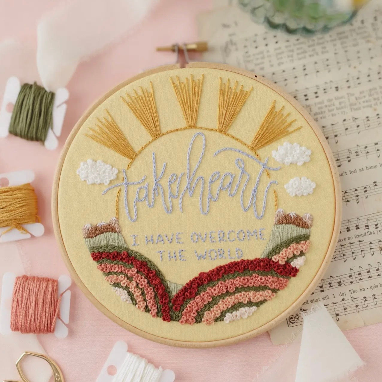Embroidery Kit | "Take Heart, I Have Overcome the World"