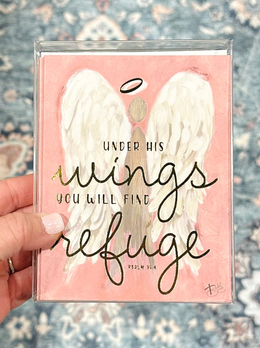 Notecards - Under His Wings Pink