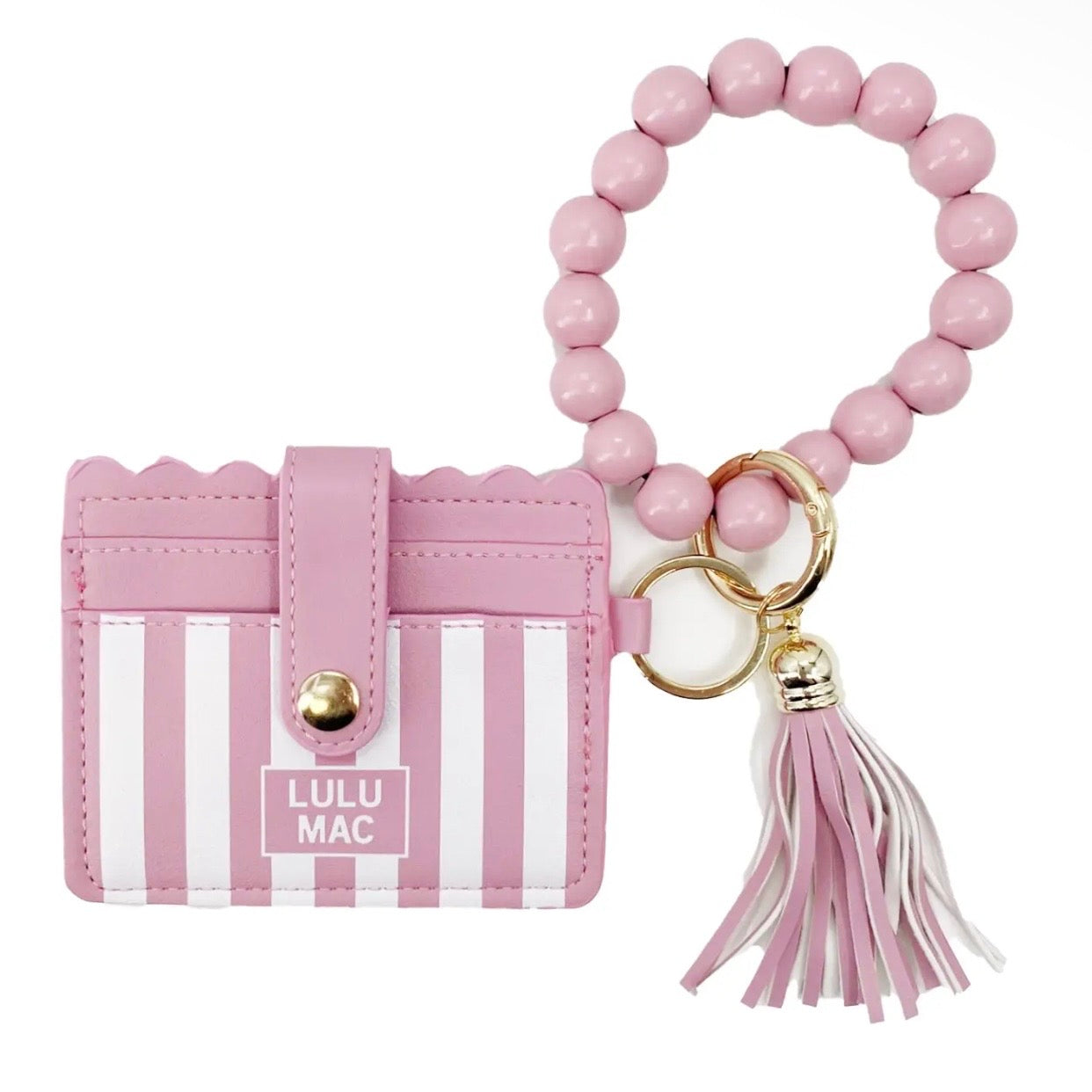 Lulu Mac Beaded Wristlet | Pink Stripe