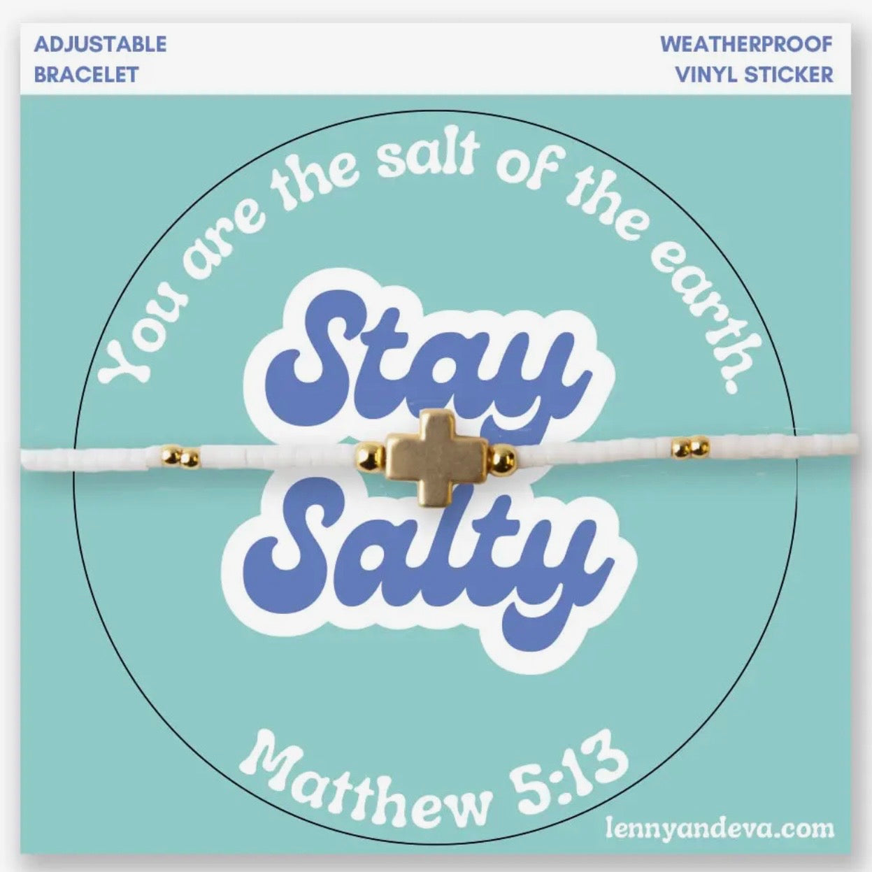 Cross Bracelet + Sticker | Stay Salty Matthew 5:13