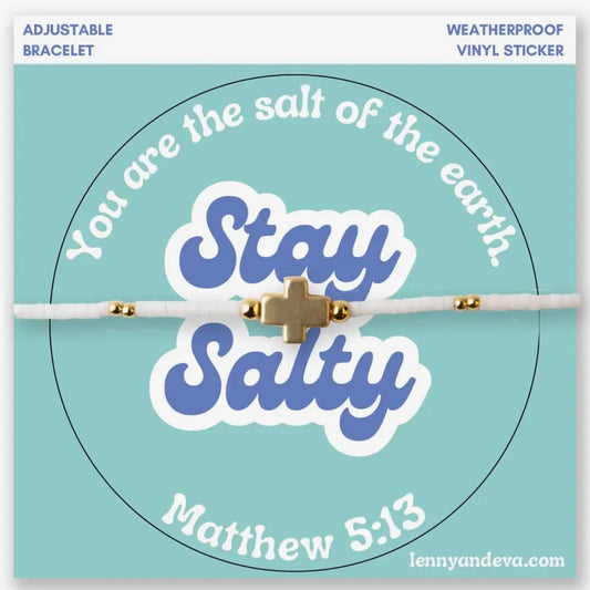 Cross Bracelet + Sticker | Stay Salty Matthew 5:13