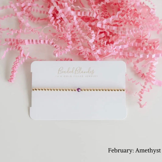 Beaded Blondes Birthstone Swarovski Bracelet | February