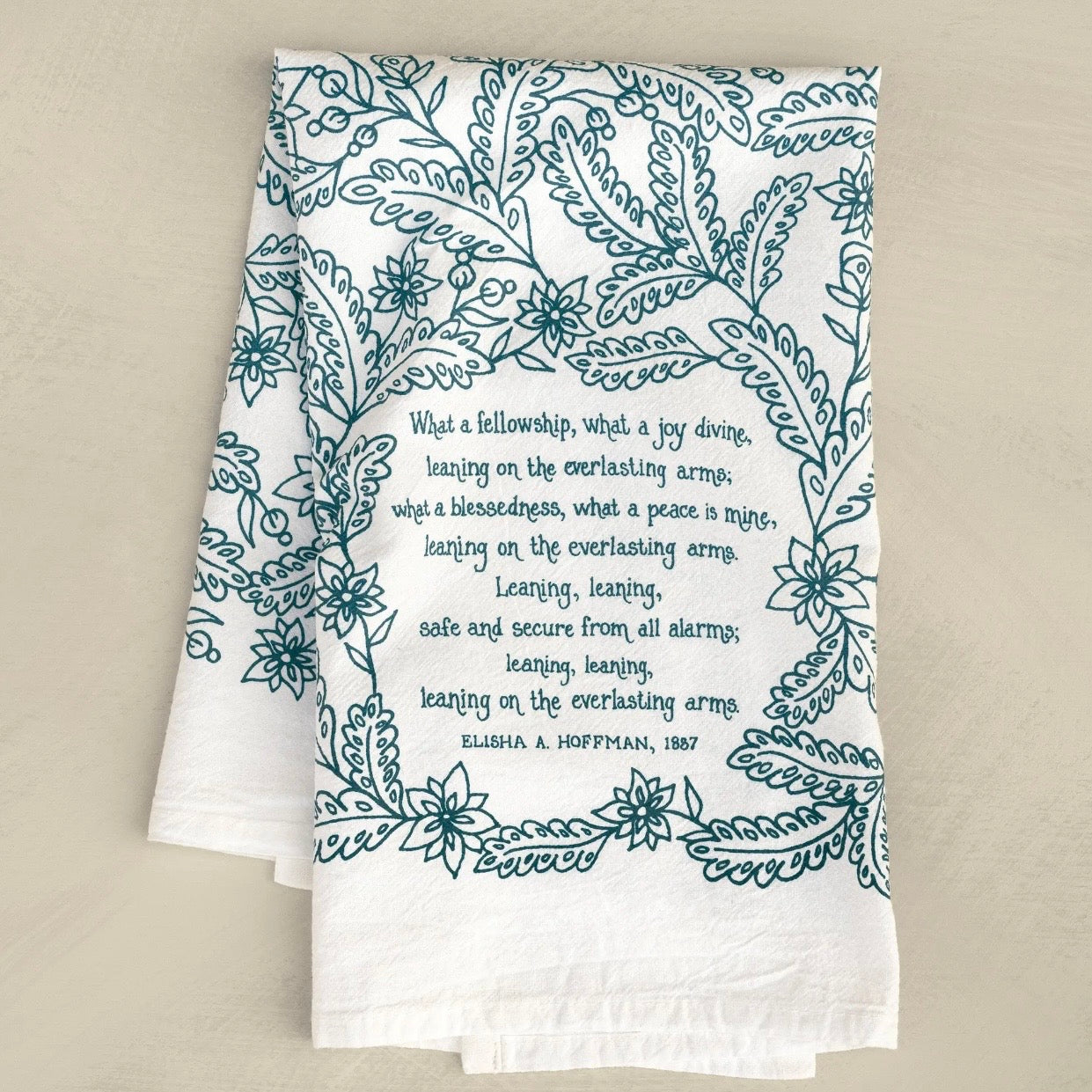 Hymn Tea Towel | Leaning On The Everlasting Arms
