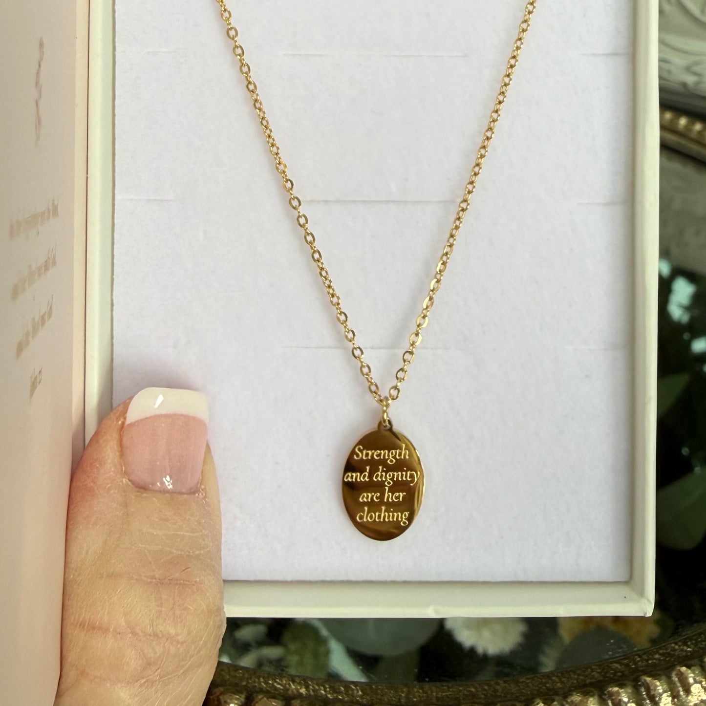 LoveStory Necklace | Strength and Dignity Are Her Clothing Proverb 31:25