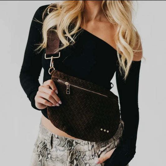 Westlyn Woven Bum Bag | Suede Chocolate