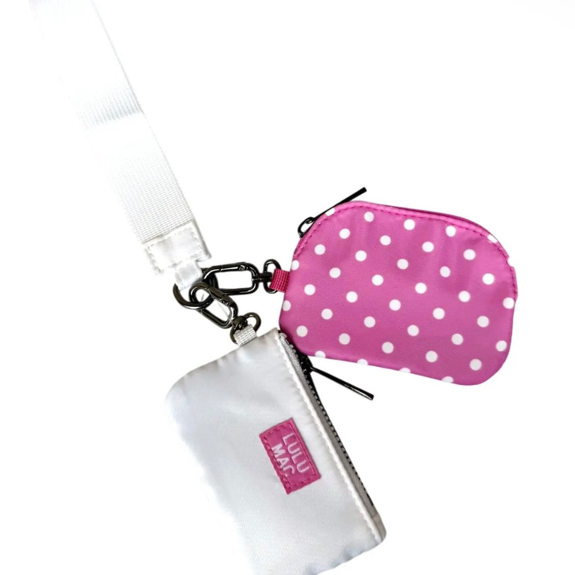 Lulu Mac Pouch Wristlet | Pink + White Dots
