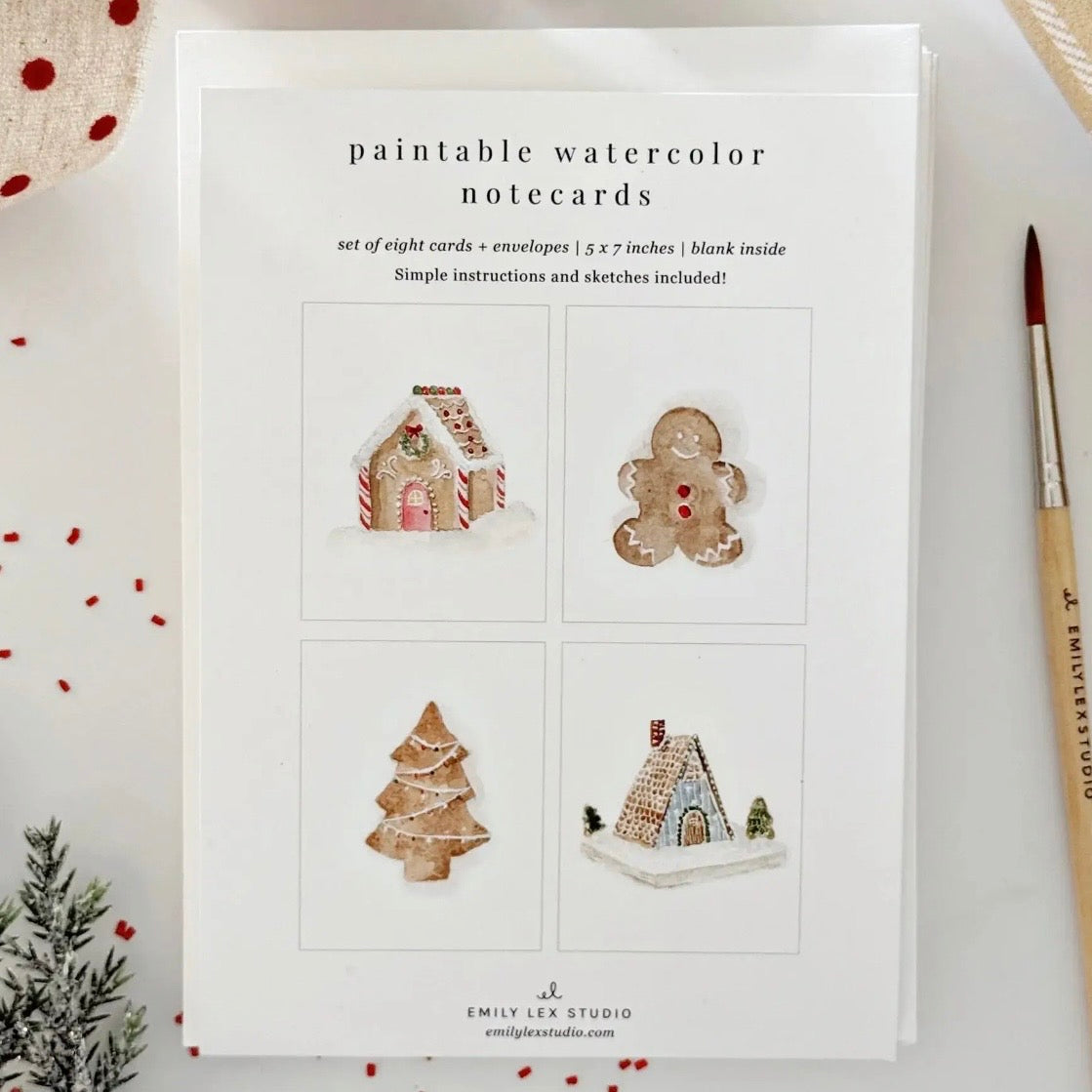 Paintable Watercolor
Notecard Set
 | Gingerbread