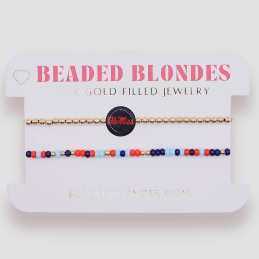 Bracelet Stack - Ole Miss/Rebels + Sprinkle | 6.75 inch