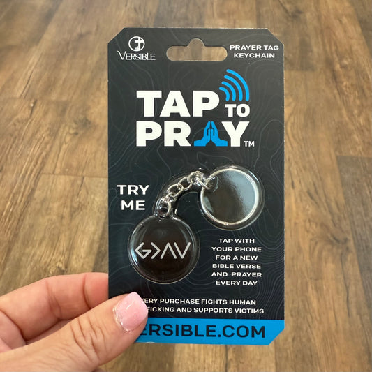 Tap To Pray Keychain | Black + God Is Greater