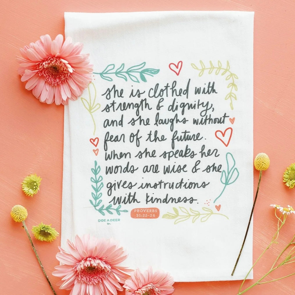 Tea Towel - She is Clothed in Strength